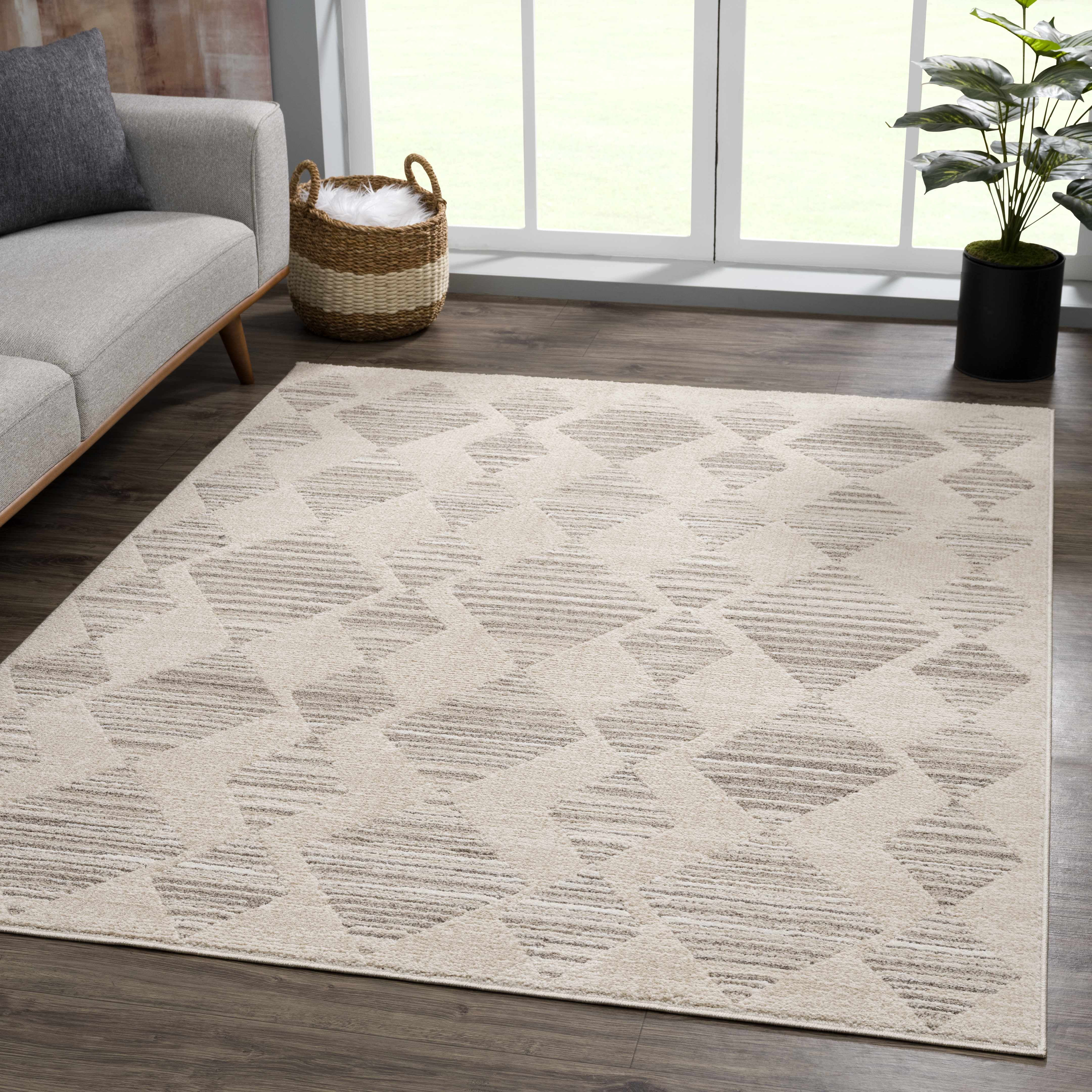 Hauteloom Casablanca Collection Living Room Bedroom Runner Rug - Cozy Moroccan Farmhouse Carpet - Brown, Beige - 2'7" x 7'3"