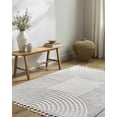 thumbnail image 1 of Hauteloom Cozumel Living Room, Bedroom Area Rug - Geometric Striped Circles - Contemporary Modern Minimalist - High Pile - Cream, Beige, White - 3'11" x 5'7", 1 of 6