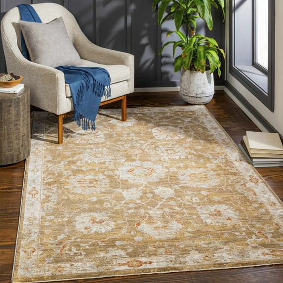 Hauteloom Castlegar Living Room, Bedroom Area Rug - Traditional - Rust, Denim, Olive - 2'7" x 3'11"