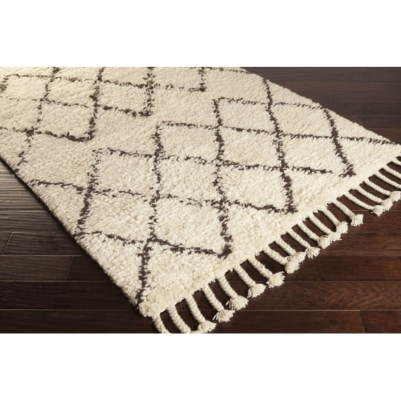 Hauteloom Catoosa Wool Living Room, Bedroom Area Rug - Bohemian/Global - Plush Pile - Charcoal, Ivory - 2' x 3'