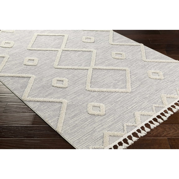 Hauteloom Cauldwell Living Room, Bedroom Area Rug - Southwestern - High Pile - Gray, Ivory - 9'2" x 12'