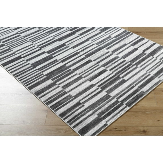 Hauteloom Cemach Living Room, Bedroom Area Rug - Contemporary - Light Silver, Slate Blue, Medium Gray - 5'3" x 7'3"