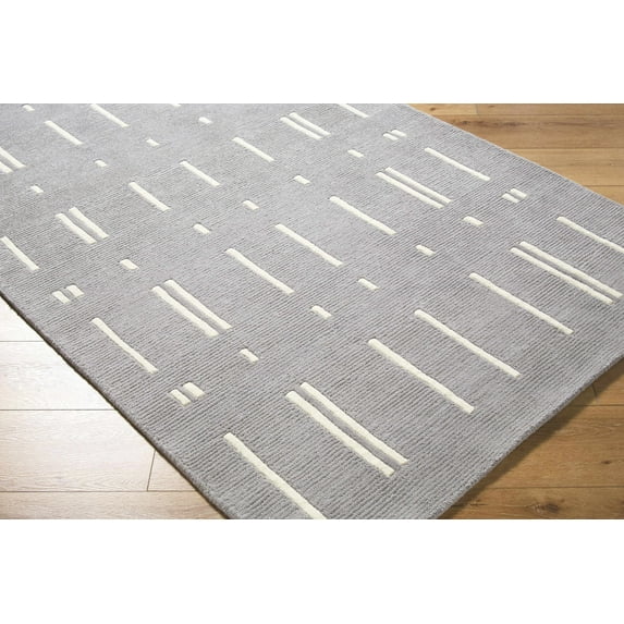 Hauteloom Charan Wool Living Room, Bedroom Area Rug - Contemporary - Slate Gray, Ivory - 8' x 10'
