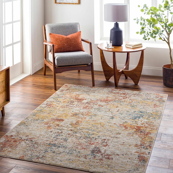 Hauteloom Turing Living Room, Bedroom Area Rug - Abstract Distressed Faded - Contemporary Modern Transitional - Tan, Beige, Rust - 2'7" x 3'11"