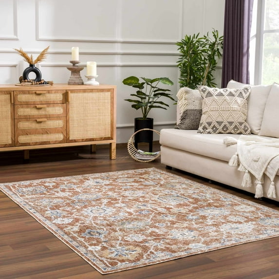 Hauteloom Chavi Living Room, Bedroom Machine Washable Area Rug - Traditional - Black, Navy, Gray - 18" x 18" Sample