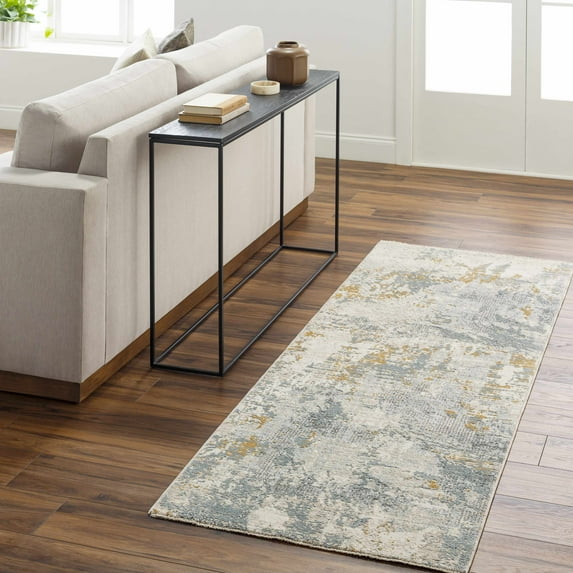 Hauteloom Chaya Hallway, Kitchen Runner Rug - Gray, Ivory, Green - 2'7" x 10'