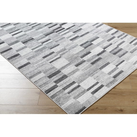 Hauteloom Cherie Living Room, Bedroom Area Rug - Contemporary - Silver Gray, Metallic Silver, Light Silver - 6'11" x 9'