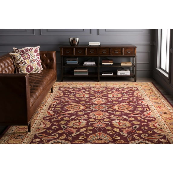 Hauteloom Cherryvale Wool Living Room, Bedroom Area Rug - Traditional - Black, Beige, Red - 12' x 15'