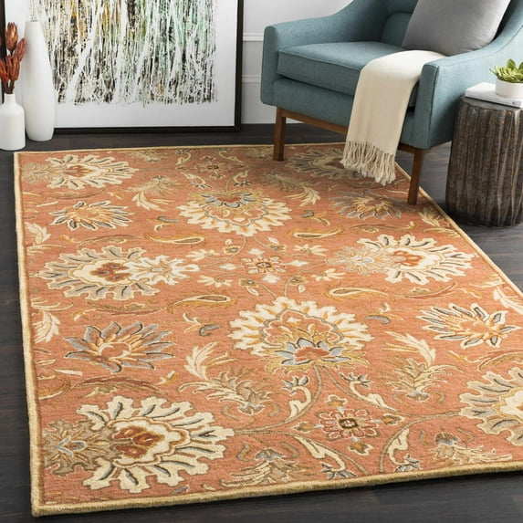 Hauteloom Chesterton Wool Living Room, Bedroom Area Rug - Traditional - Terracotta, Rust, Orange - 6' x 9'