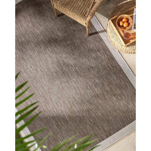 Hauteloom Chetan Hallway, Kitchen Patio Outdoor Runner Rug - Traditional - Dark Brown, Cream - 2'7" x 7'3"