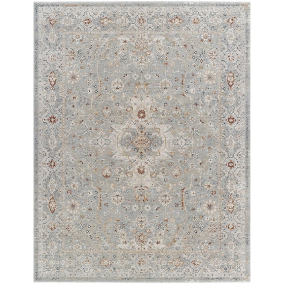 Hauteloom Chione Hallway, Kitchen Runner Rug - Traditional - Cream, Slate Blue, Aqua - 2'7" x 7'3"
