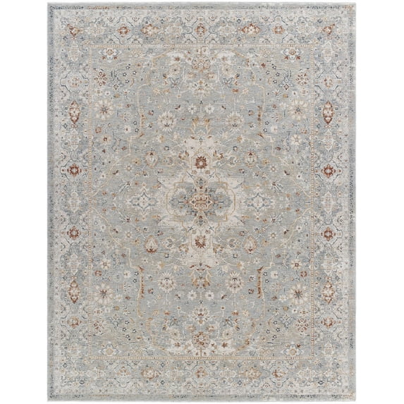 Hauteloom Chione Living Room, Bedroom Area Rug - Traditional - Cream, Slate Blue, Aqua - 10' x 13'11"