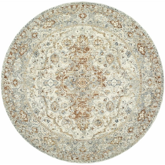 Hauteloom Chione Living Room, Bedroom Area Rug - Traditional - Cream, Slate Blue, Beige - 2'7" x 3'11"