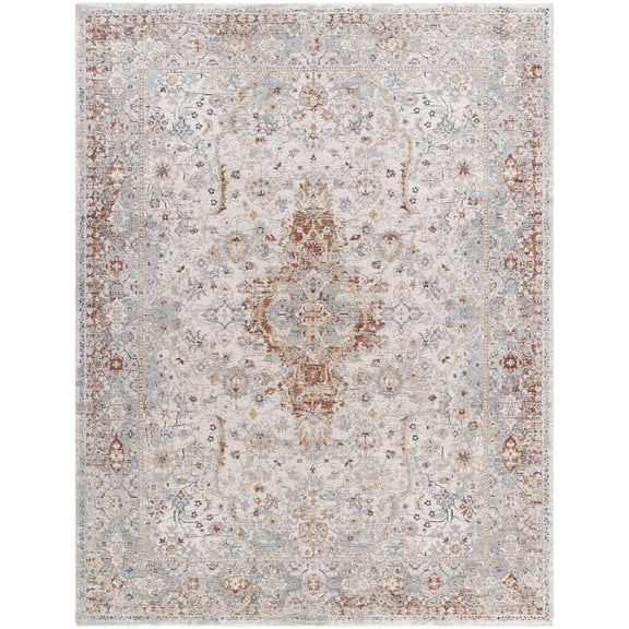 Hauteloom Chione Living Room, Bedroom Area Rug - Traditional - Cream, Slate Blue, Beige - 2'7" x 3'11"