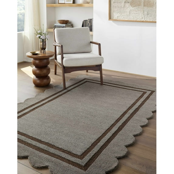 Hauteloom Chogan Wool Living Room, Bedroom Area Rug - Contemporary - Charcoal, Chestnut, Slate Blue - 8' x 10'