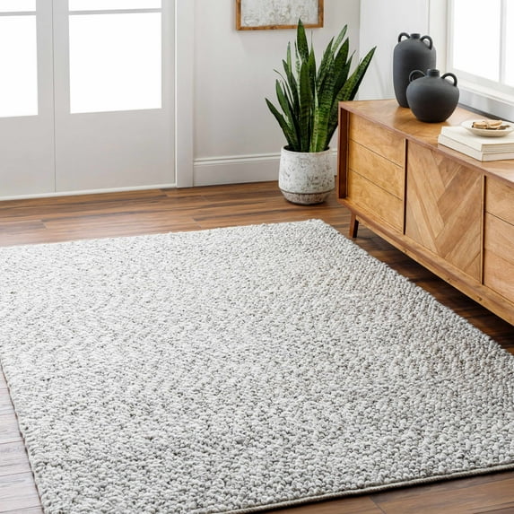 Hauteloom Chole Recycled Material Living Room, Bedroom Area Rug - Contemporary - Natural Gray, Dark Gray, Gray - 8' x 10'