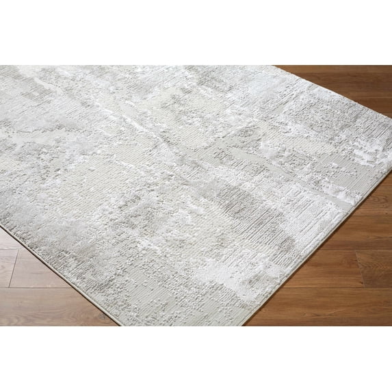 Hauteloom Chroma Living Room, Bedroom Area Rug - Contemporary - Ivory, White, Medium Gray - 5'3" x 7'