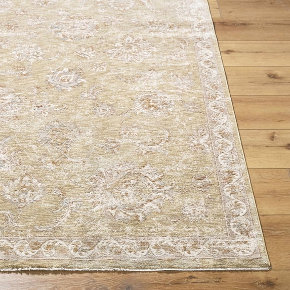 Hauteloom Chyron Living Room, Bedroom Area Rug - Traditional - Olive, Cream, Tan - 5'3" Round