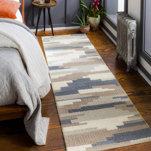 Hauteloom Clarinda Wool Hallway, Kitchen Runner Rug - Contemporary - Denim, Gray, Light Slate - 2'6" x 8'