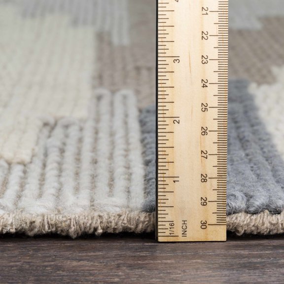 Hauteloom Clarinda Wool Living Room, Bedroom Area Rug - Contemporary - Denim, Gray, Light Slate - 2' x 3'