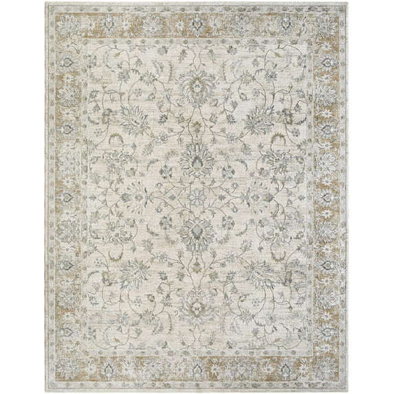 Hauteloom Claydon Boho Vintage Traditional Oushak Runner Rug - Farmhouse Oriental Floral Damask Carpet for Hallway - Taupe, Beige, Olive; Blue 2'7" x 10'