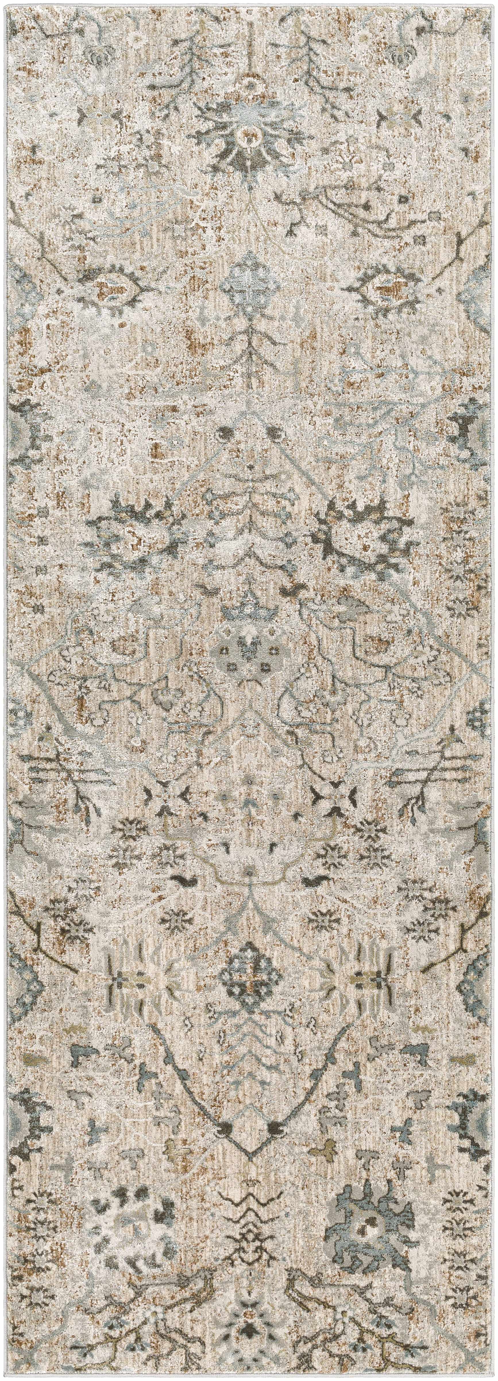 Claydon Taupe and Beige Synthetic Runner Rug 2'7" x 7'3"