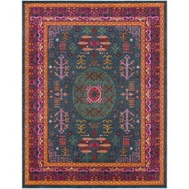Hauteloom Cleveland Khotan Boho Vintage Living Room Bedroom Area Rug - Traditional Oriental Bohemian Abstract Style - Pink, Green, Purple, Red, Colorful - 5'3" x 7'3"