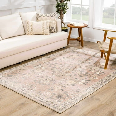 Hauteloom Coalburn Living Room, Bedroom Area Rug - Traditional - Cream, Pale Pink, Peach - 18" Sample