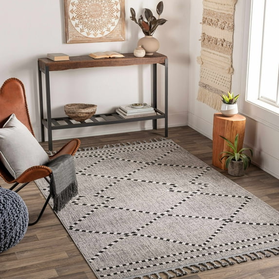 Hauteloom Coen Living Room, Bedroom Area Rug - Global - Gray, Black - 7'10" x 10'