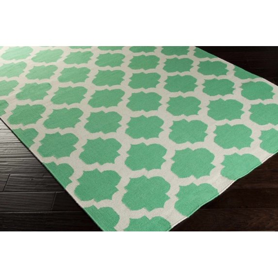 Hauteloom Collingswood Wool Living Room, Bedroom Area Rug - Transitional - Light Green, Medium Gray - 2' x 3'
