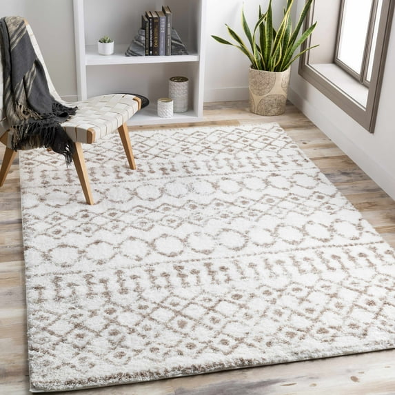 Hauteloom Collingwood Living Room, Bedroom Area Rug - Bohemian, Transitional - Plush Pile - Tan, Cream - 18" Sample