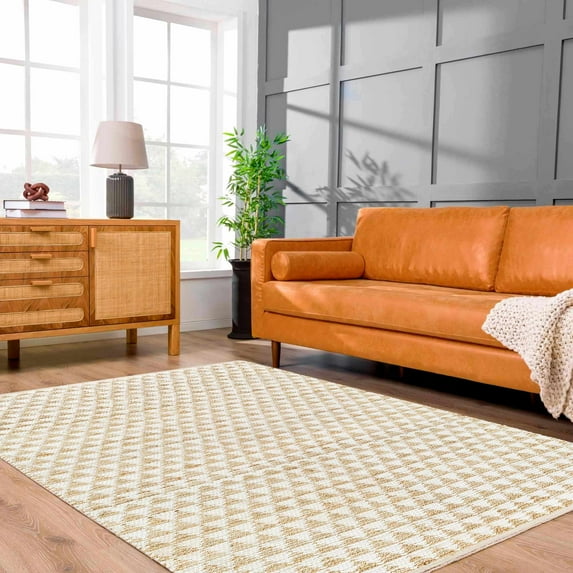 Hauteloom Colm Jute Living Room, Bedroom Area Rug - Pink, Beige, Green - 27" x 45"