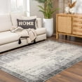 thumbnail image 1 of Hauteloom Colson Geometric Bordered Area Rug - Contemporary Distressed Carpet for Living Room, Bedroom - Black and White, Metallic Silver - 5'3" x 7' (5x7 Area Rug), 1 of 19