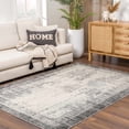 thumbnail image 1 of Hauteloom Colson Geometric Bordered Area Rug - Contemporary Distressed Carpet for Living Room, Bedroom - Black and White, Metallic Silver - 7'10" x 10' (8x10 Area Rug), 1 of 19