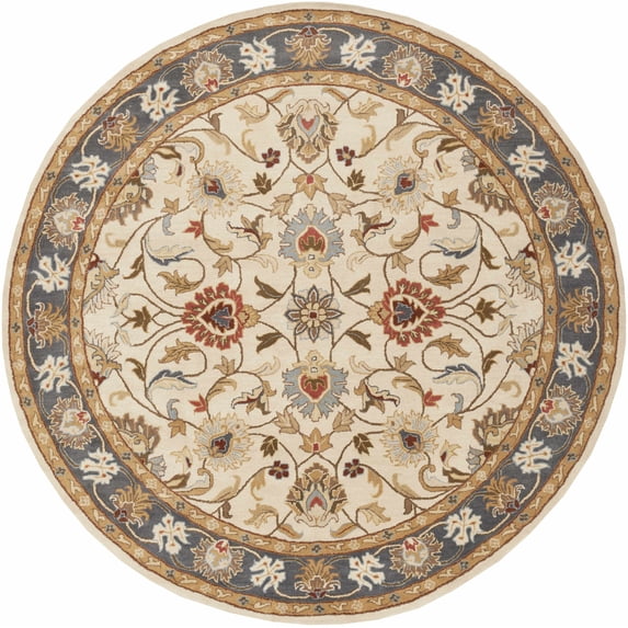 Hauteloom Cookstown Wool Living Room, Bedroom Area Rug - Traditional - Blue, Brown, Red - 8'-Round