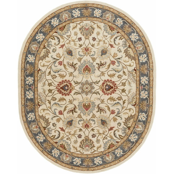 Hauteloom Cookstown Wool Living Room, Bedroom Area Rug - Traditional - Blue, Brown, Red - 8' x 10'-Oval