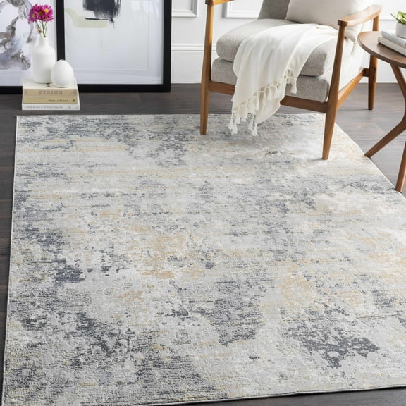 Hauteloom Copley Living Room, Bedroom Area Rug - Contemporary - LightGray, Charcoal, Mustard - 18" x 18" Sample