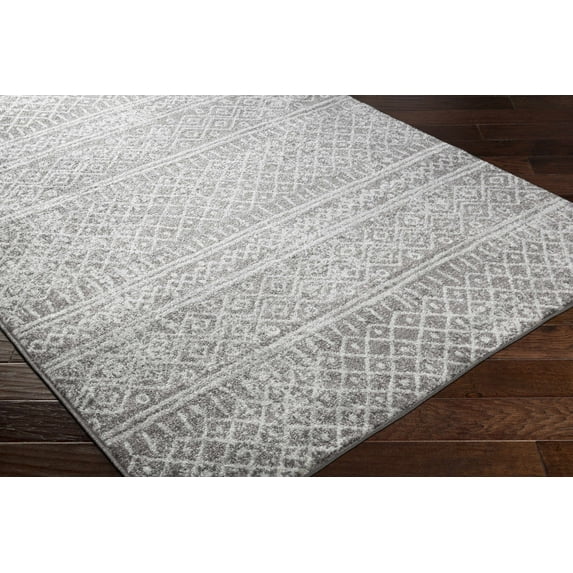 Hauteloom Corbettsville Living Room, Bedroom Area Rug - Bohemian/Global - Charcoal, Medium Gray, Slate Blue - 5'3" x 7'3"