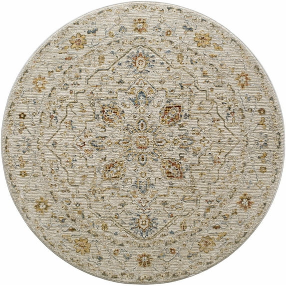 Hauteloom Coromandel Living Room, Bedroom Area Rug - Beige, Blue, Red - 7'10"-Round
