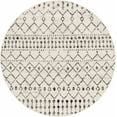 thumbnail image 1 of Hauteloom Cowplain Farmhouse Moroccan Geometric Area Rug - Boho Aztec Tribal Carpet for Living Room, Bedroom, Dining Room - Cream, Black, Beige, Gray - 7'10" Round Rug, 1 of 16