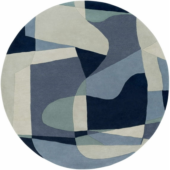 Hauteloom Crawfordsville Wool Living Room, Bedroom Area Rug - Modern - Blue, Green - 4'-Round