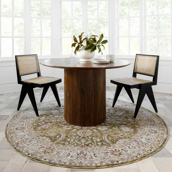 Hauteloom Crescentia Living Room, Bedroom Area Rug - Green, Brown, Beige - 5'3"-Round