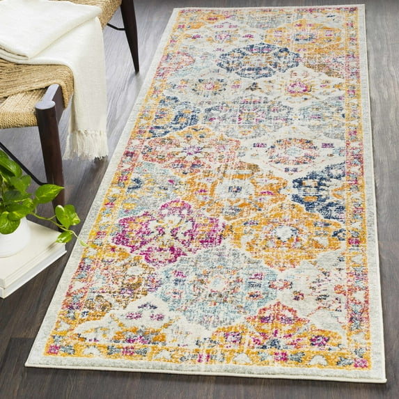 Hauteloom Custar Hallway, Kitchen Runner Rug - Traditional - Burgundy, Burnt Orange, Charcoal - 2'7" x 10'2"