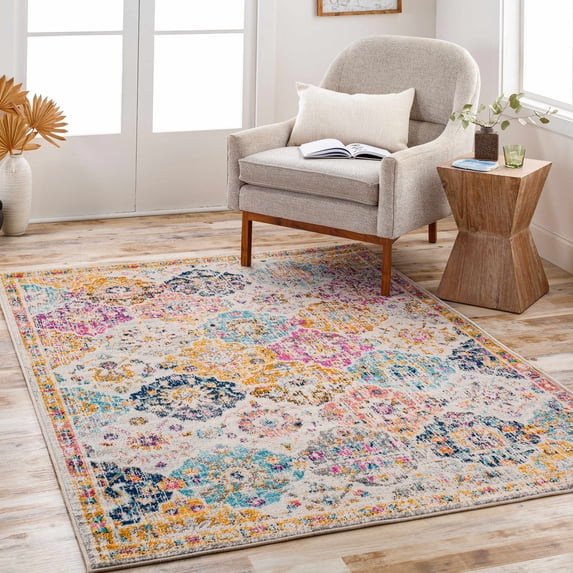 Hauteloom Custar Living Room, Bedroom Area Rug - Traditional - Burgundy, Burnt Orange, Charcoal - 3'11" x 5'7"