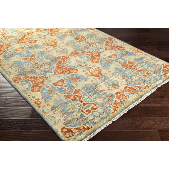 Hauteloom Cutler Wool Living Room, Bedroom Area Rug - Traditional - Blue, Brick Red, Mustard - 2' x 3'