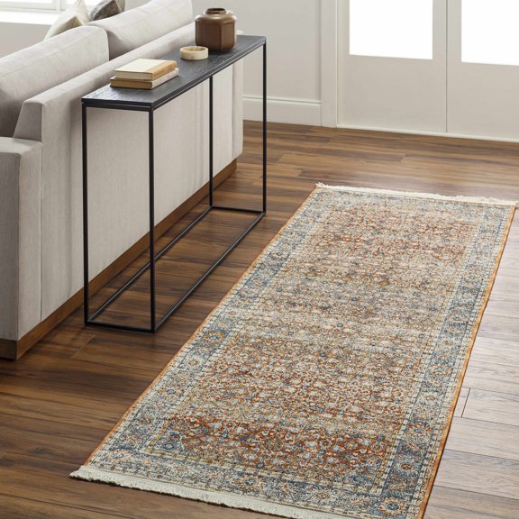 Hauteloom Dalit Hallway, Kitchen Runner Rug - Brown, Blue - 2'10" x 11'11"