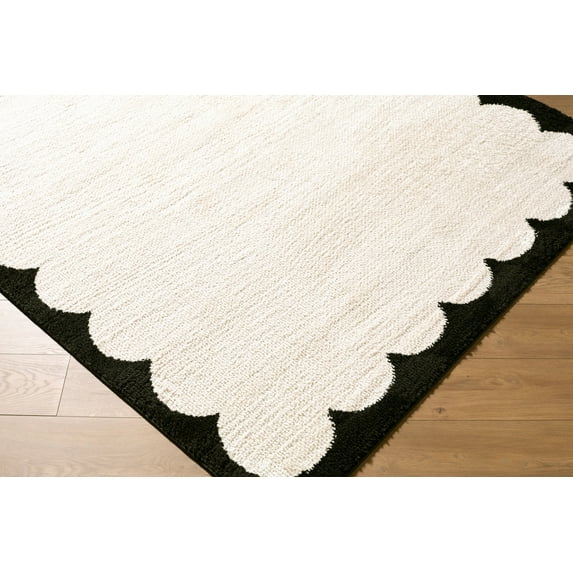Hauteloom Dameka Living Room, Bedroom Machine Washable Area Rug - Contemporary - High Pile - Cream, Black - 7'10" x 10'