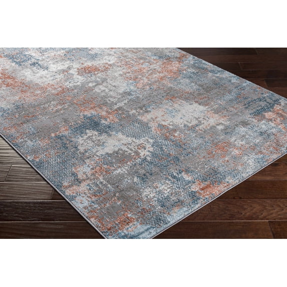 Hauteloom Daraga Living Room, Bedroom Area Rug - Contemporary - Blue, Rust, Light Blue - 8'10" x 12'