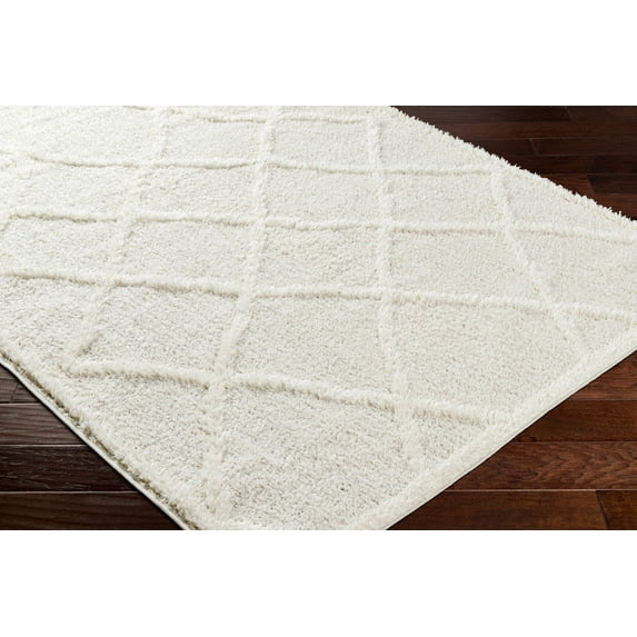 Hauteloom Daube Living Room, Bedroom Area Rug - Contemporary - Plush Pile - Beige, White - 6'7" x 9'