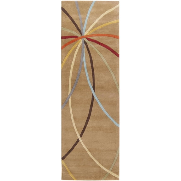 Hauteloom Davison Wool Hallway, Kitchen Runner Rug - Modern - Brown, Blue, Red - 2'6" x 8'